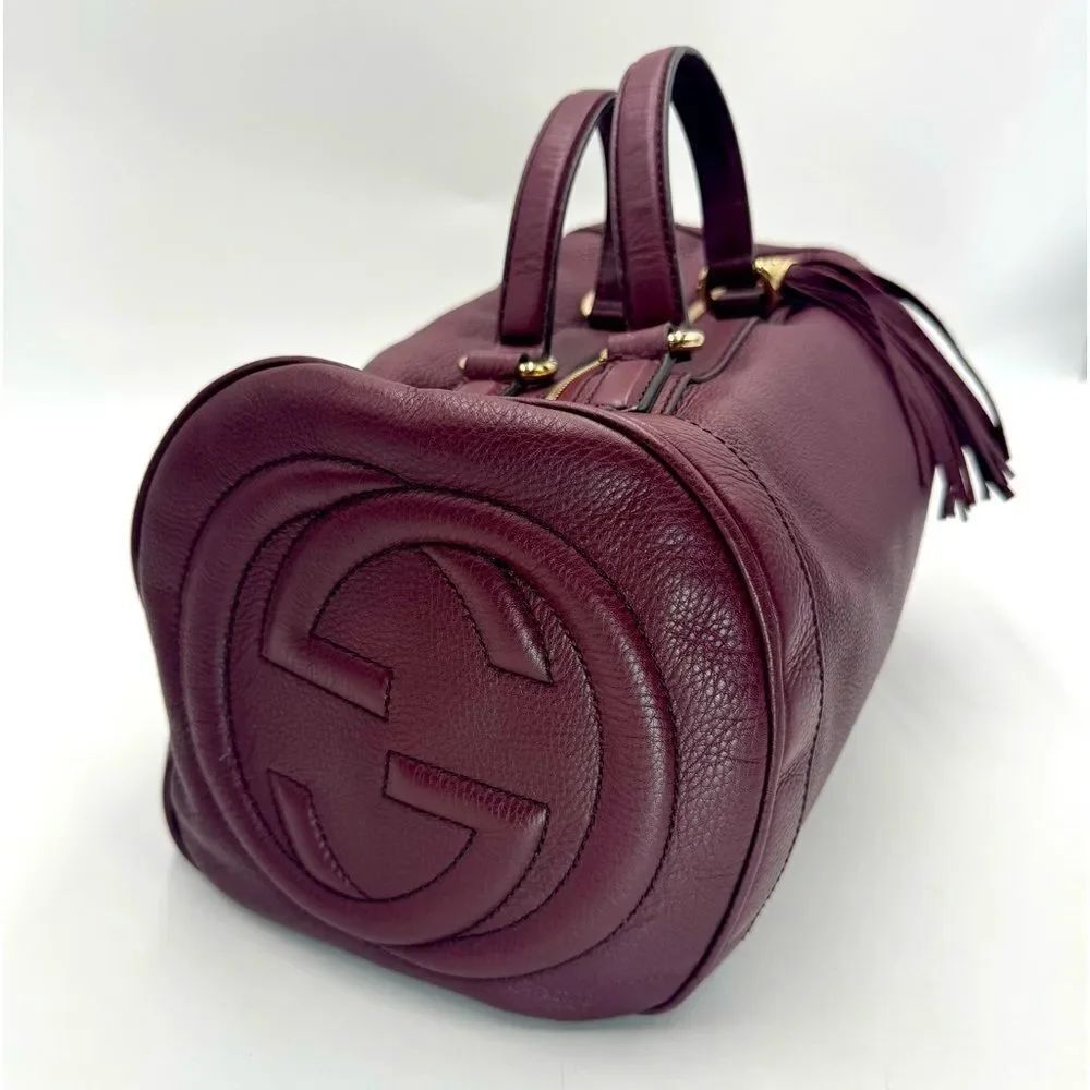 Gucci SoHo Plum Leather Bowler Boston Doctor Bag Interlocking GG Satchel Ex++